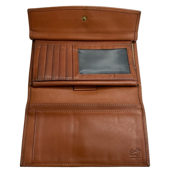 Scully Tobbaco Brown Geniune Leather Wallet Gold Kiss Lock Closure - Picture 4 of 11